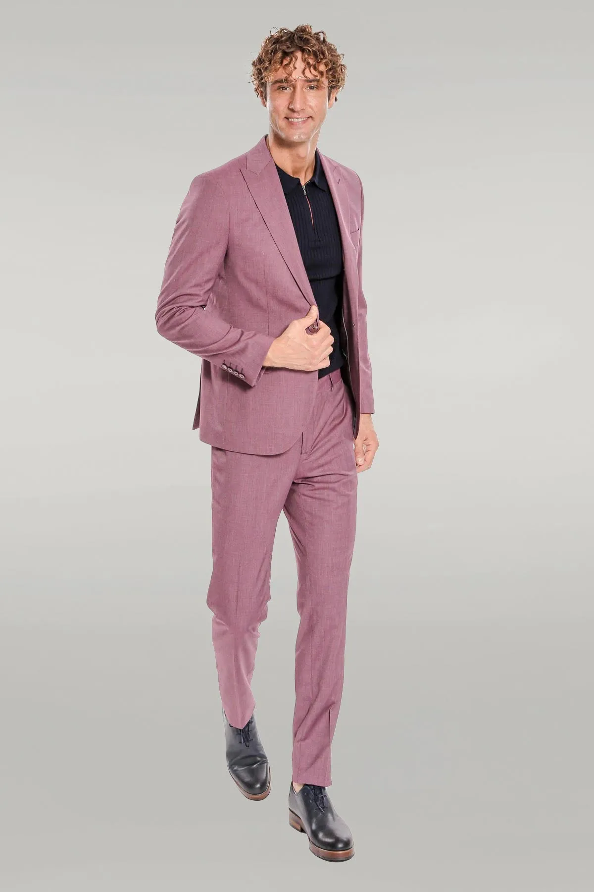 2 Piece Patterned Slim Fit Purple Men Suit - Wessi