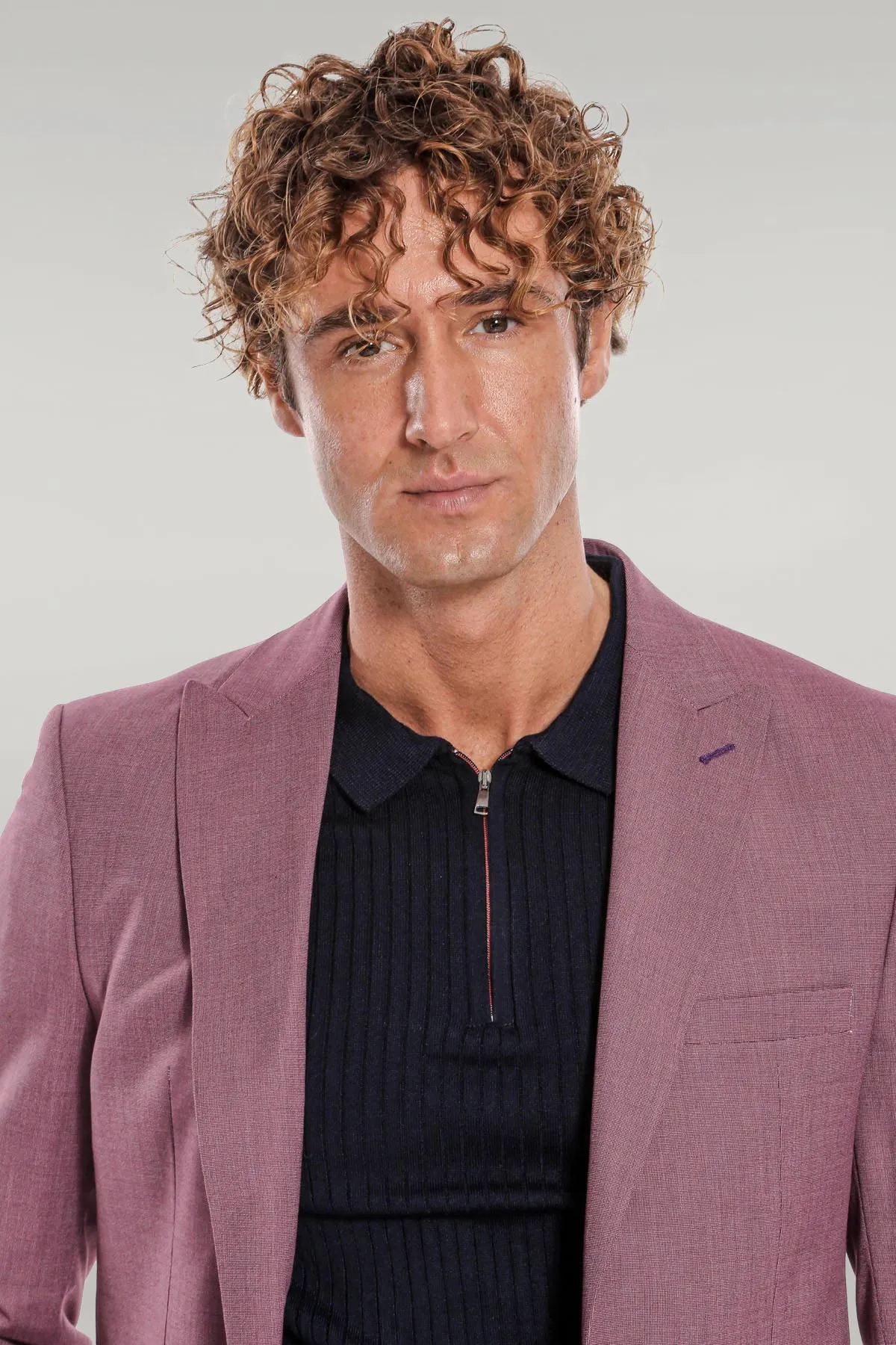 2 Piece Patterned Slim Fit Purple Men Suit - Wessi