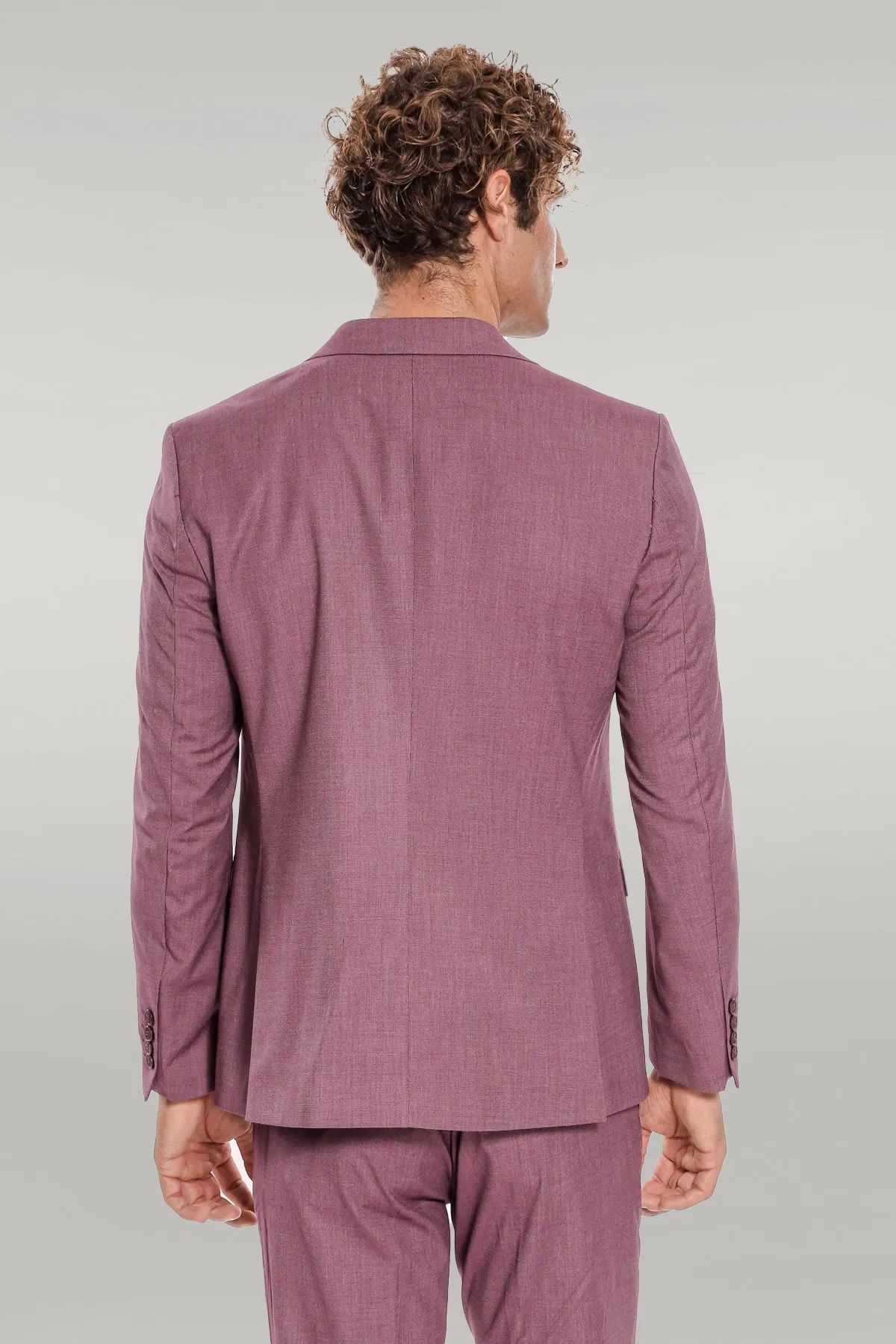 2 Piece Patterned Slim Fit Purple Men Suit - Wessi