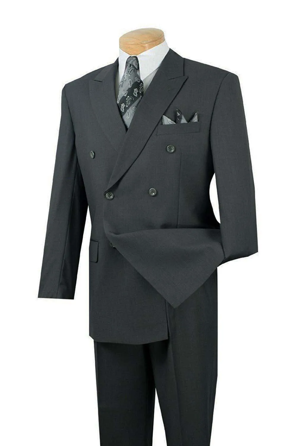 (40L) Atlantis Collection - Charcoal Regular Fit Double Breasted 2 Piece Suit