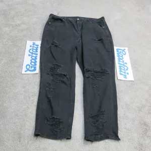 American Eagle Jeans Womens 18 Regular Black High Rise Distressed Boyfriend