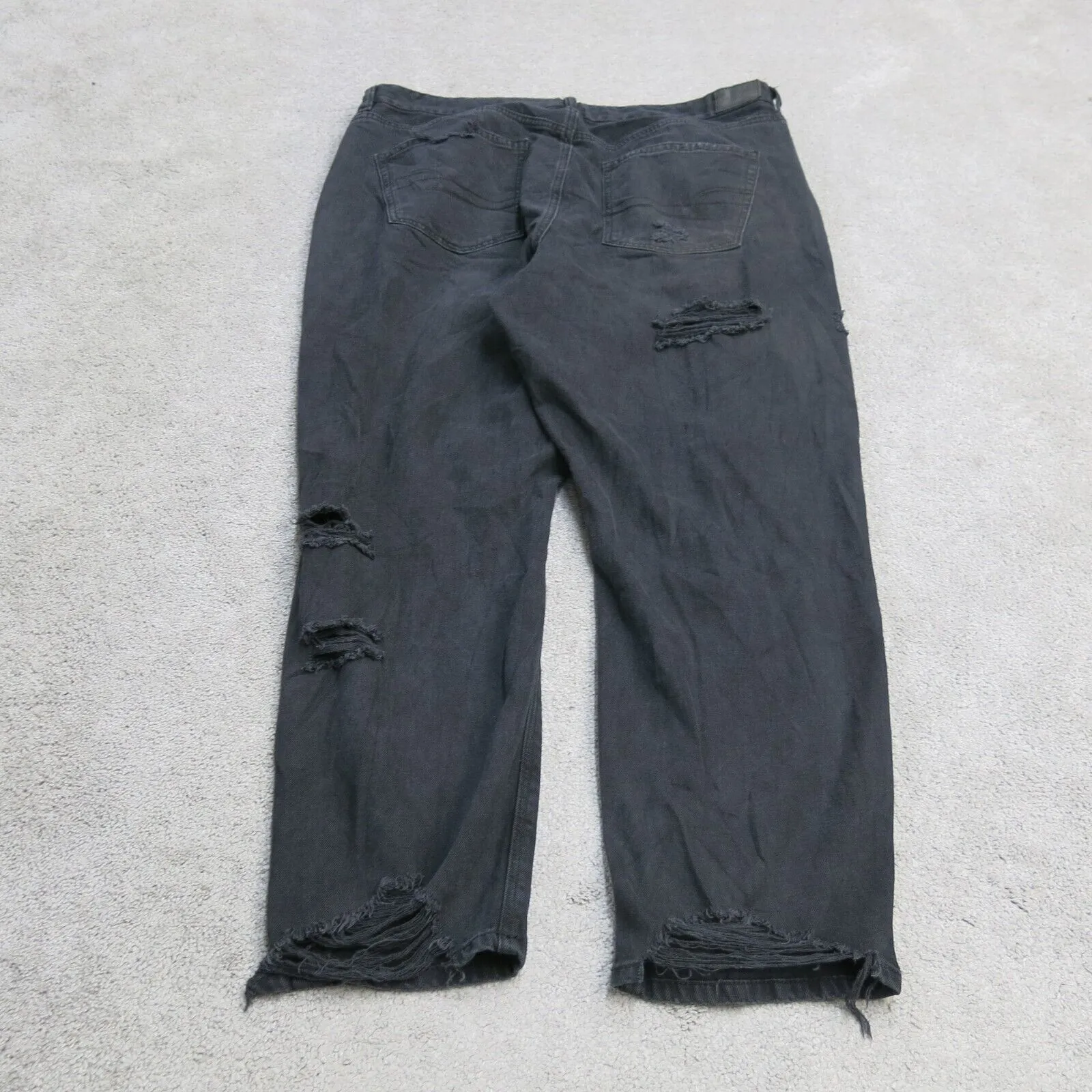 American Eagle Jeans Womens 18 Regular Black High Rise Distressed Boyfriend