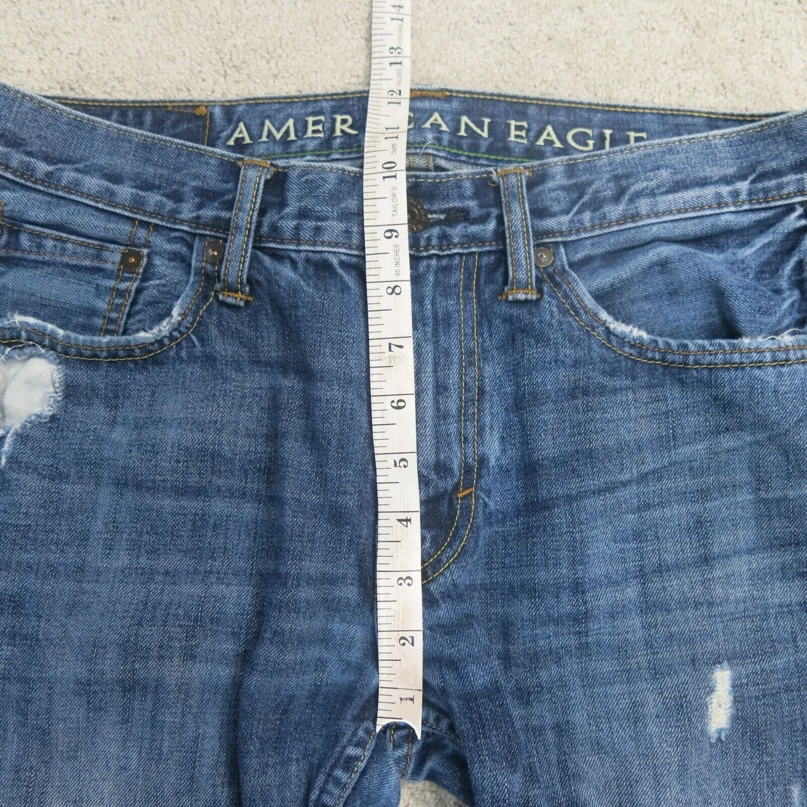 American Eagle Mens Jeans Slim Straight Leg Denim 100% Cotton Blue Size W30XL30