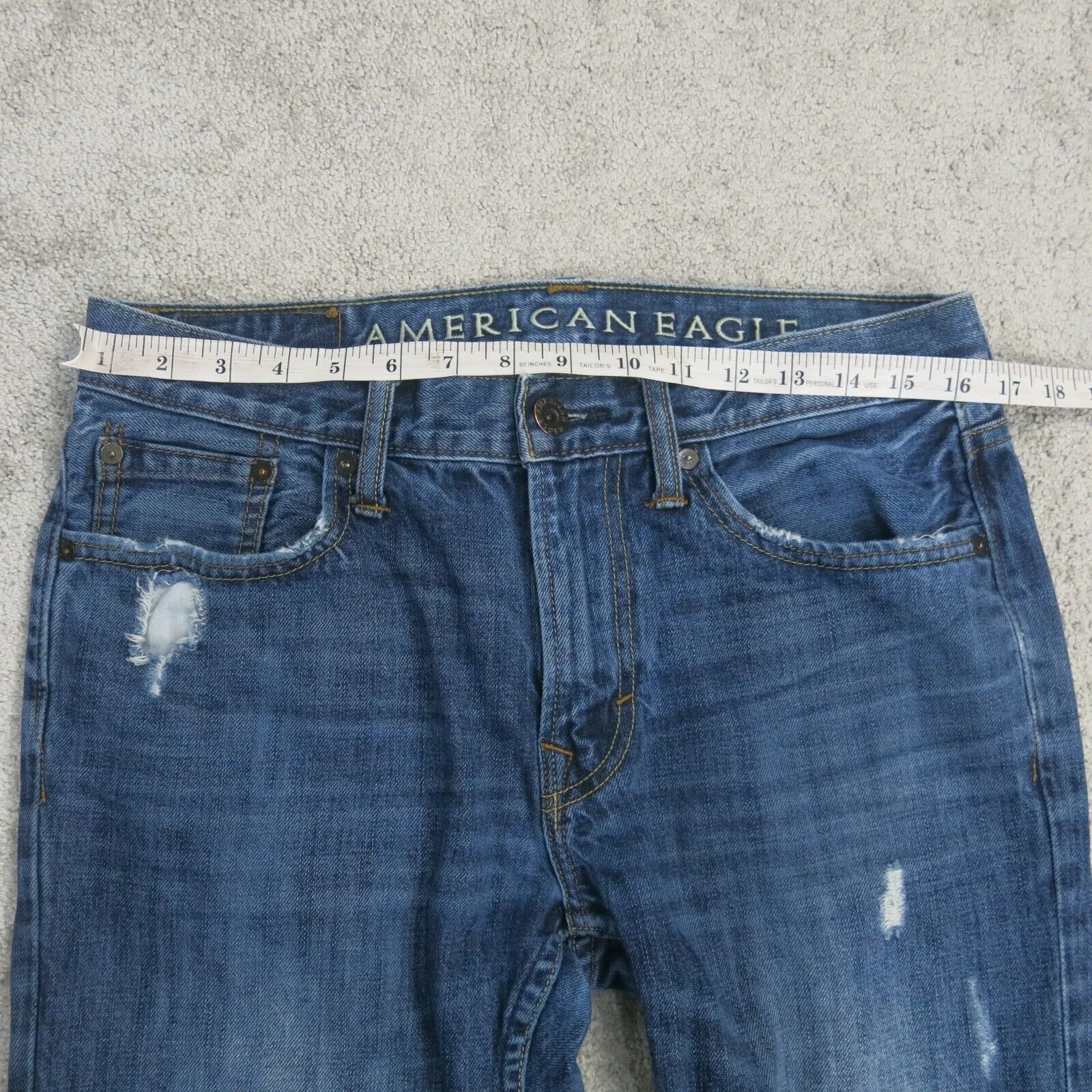 American Eagle Mens Jeans Slim Straight Leg Denim 100% Cotton Blue Size W30XL30