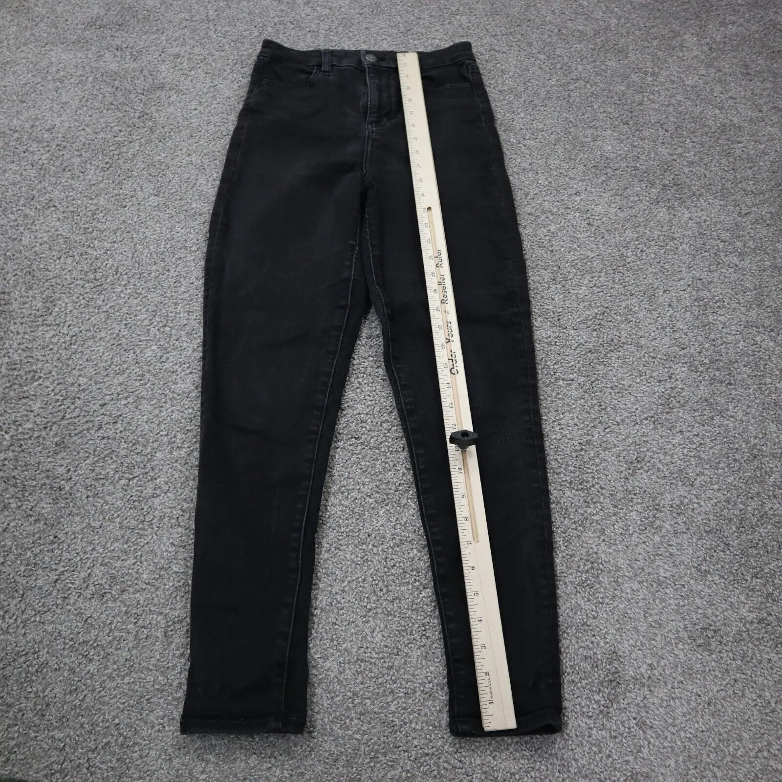 American Eagle Womens Jeans Slim Skinny Leg High Rise Pocket Black Size 0 Short