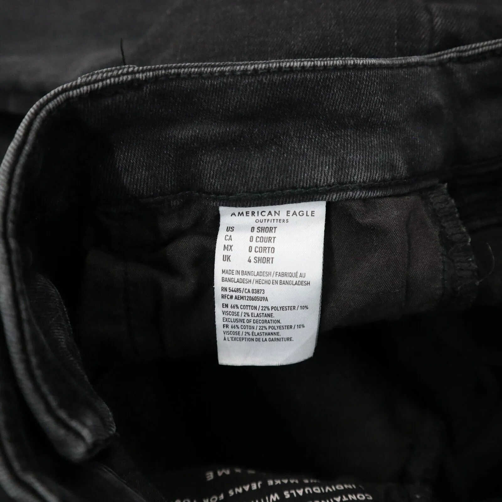American Eagle Womens Jeans Slim Skinny Leg High Rise Pocket Black Size 0 Short