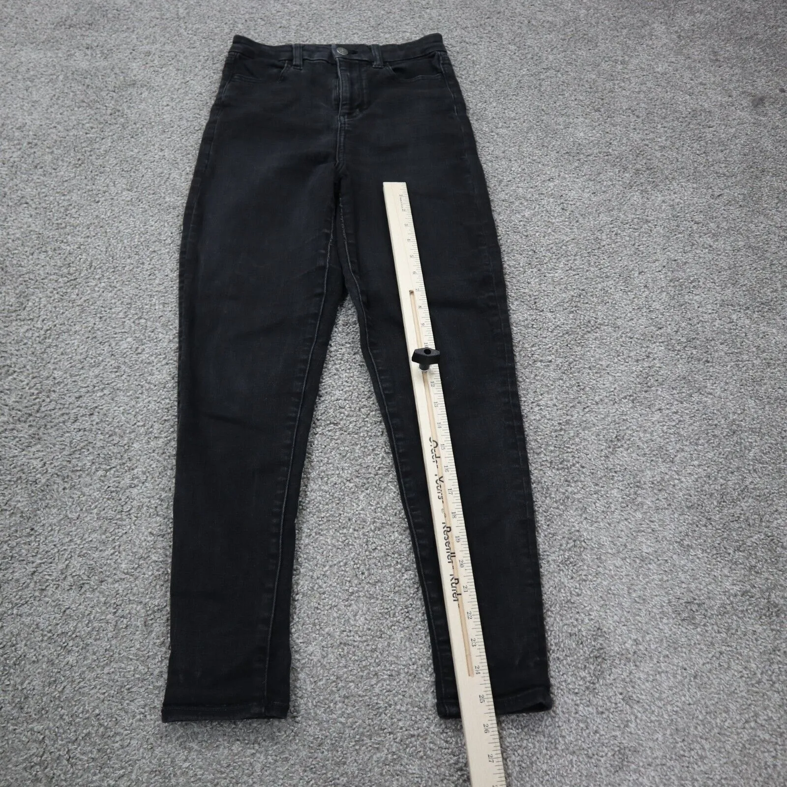 American Eagle Womens Jeans Slim Skinny Leg High Rise Pocket Black Size 0 Short