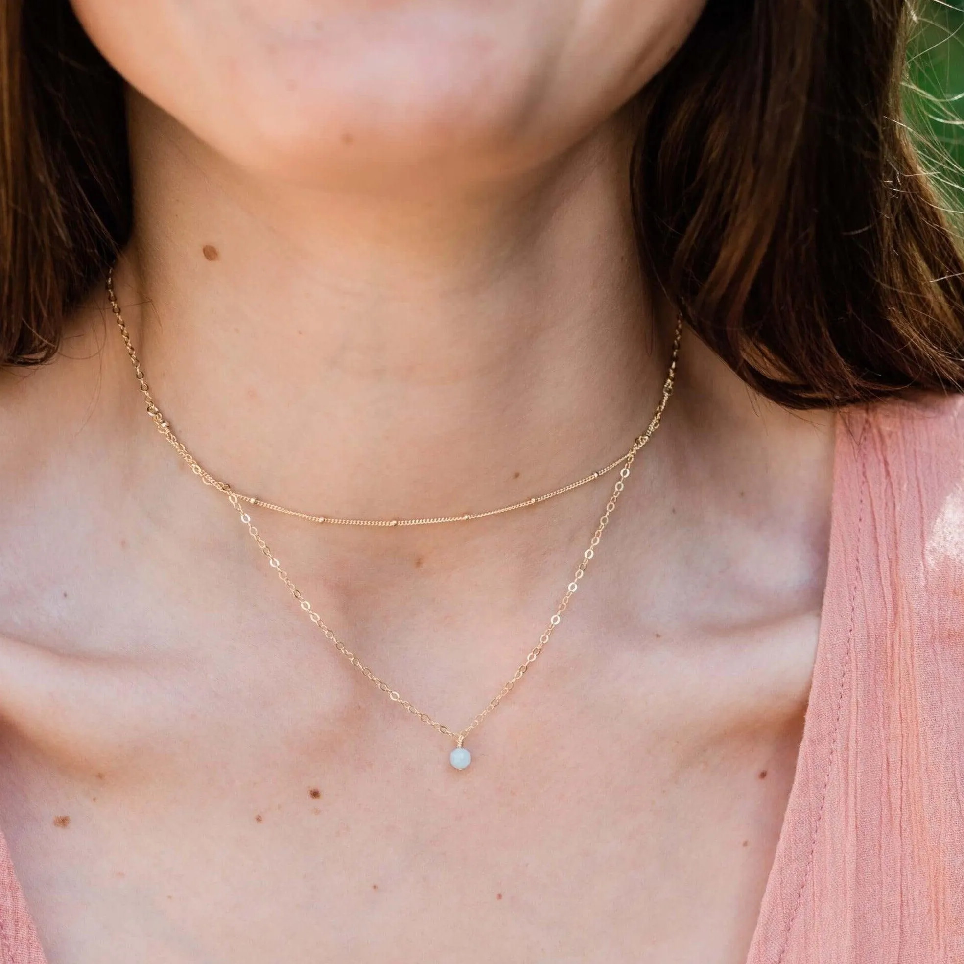 Aquamarine Gemstone Chain Layered Choker Necklace