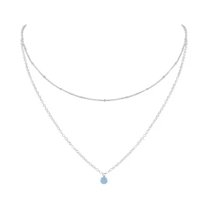 Aquamarine Gemstone Chain Layered Choker Necklace