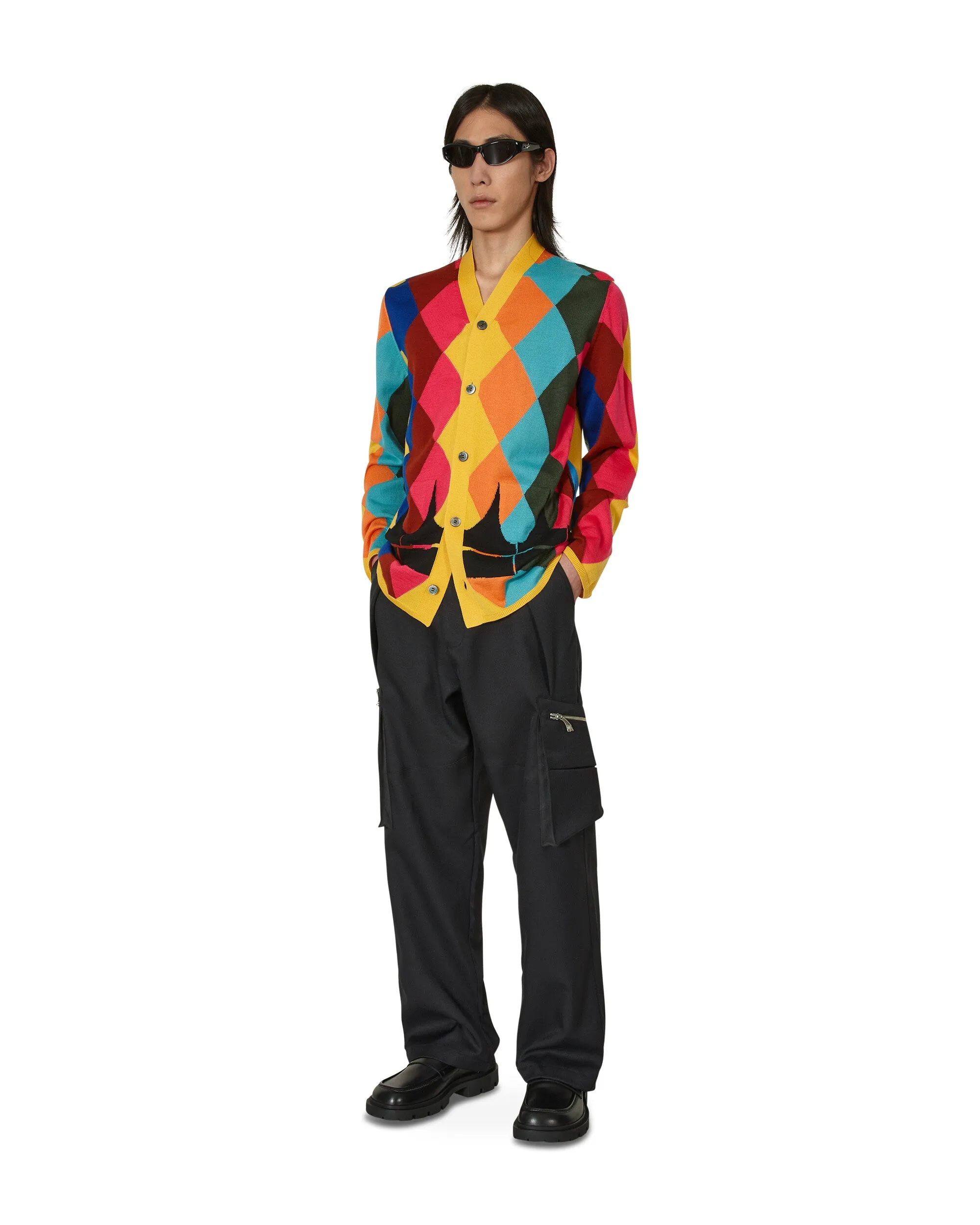 Argyle Intarsia Knit Cardigan Multicolor