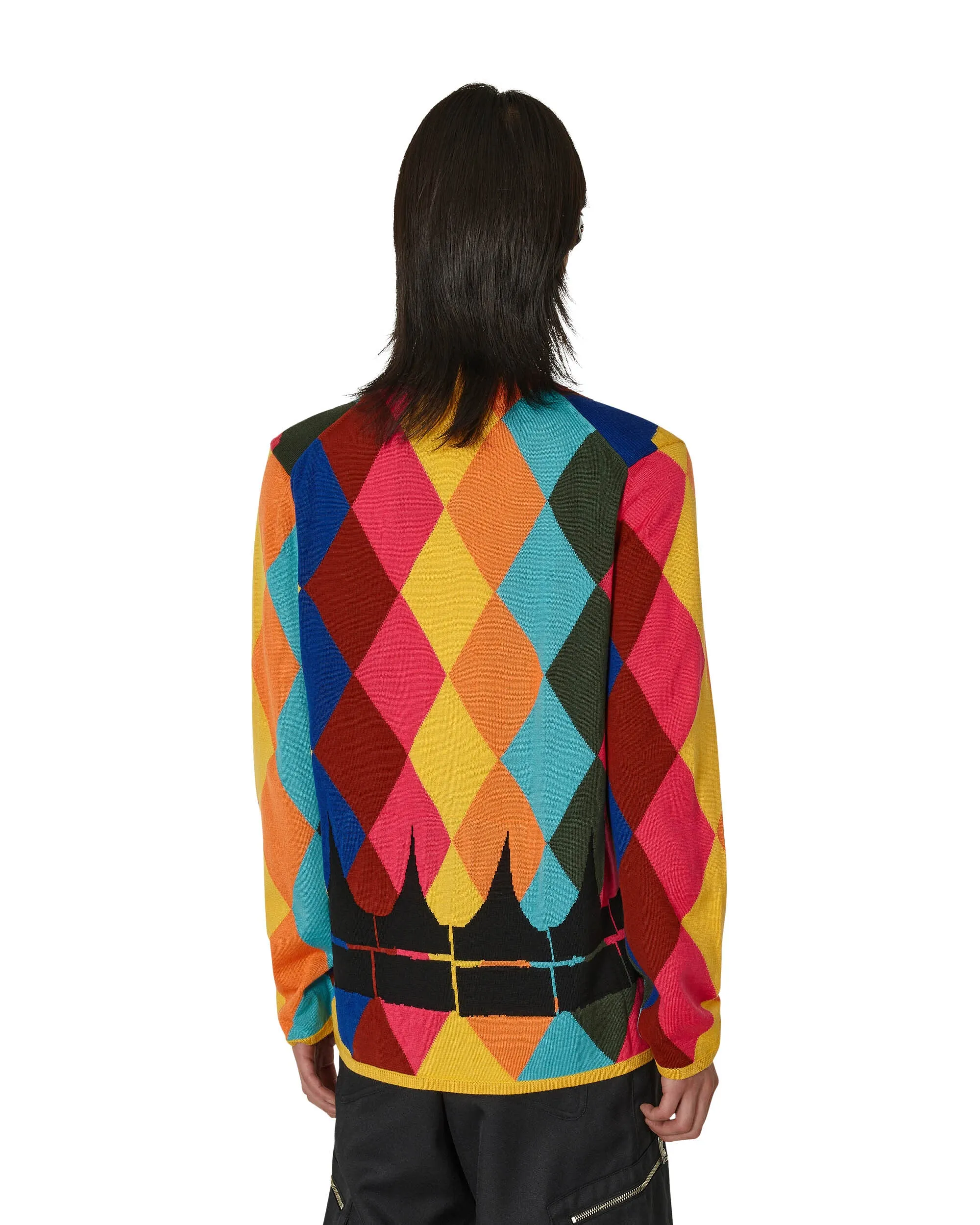 Argyle Intarsia Knit Cardigan Multicolor