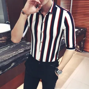 Black and White Stripe Short Sleeve Shirt