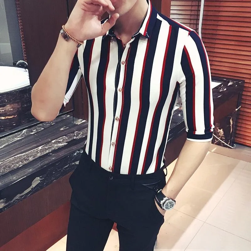 Black and White Stripe Short Sleeve Shirt