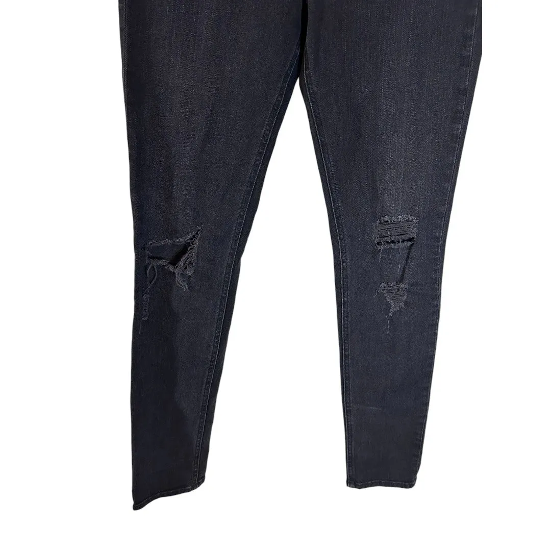 Black Distressed Skinny Jeans Rock