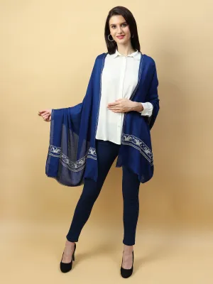 Blue Shawl embellished & hand embroidered with pearls & swarovski crystals
