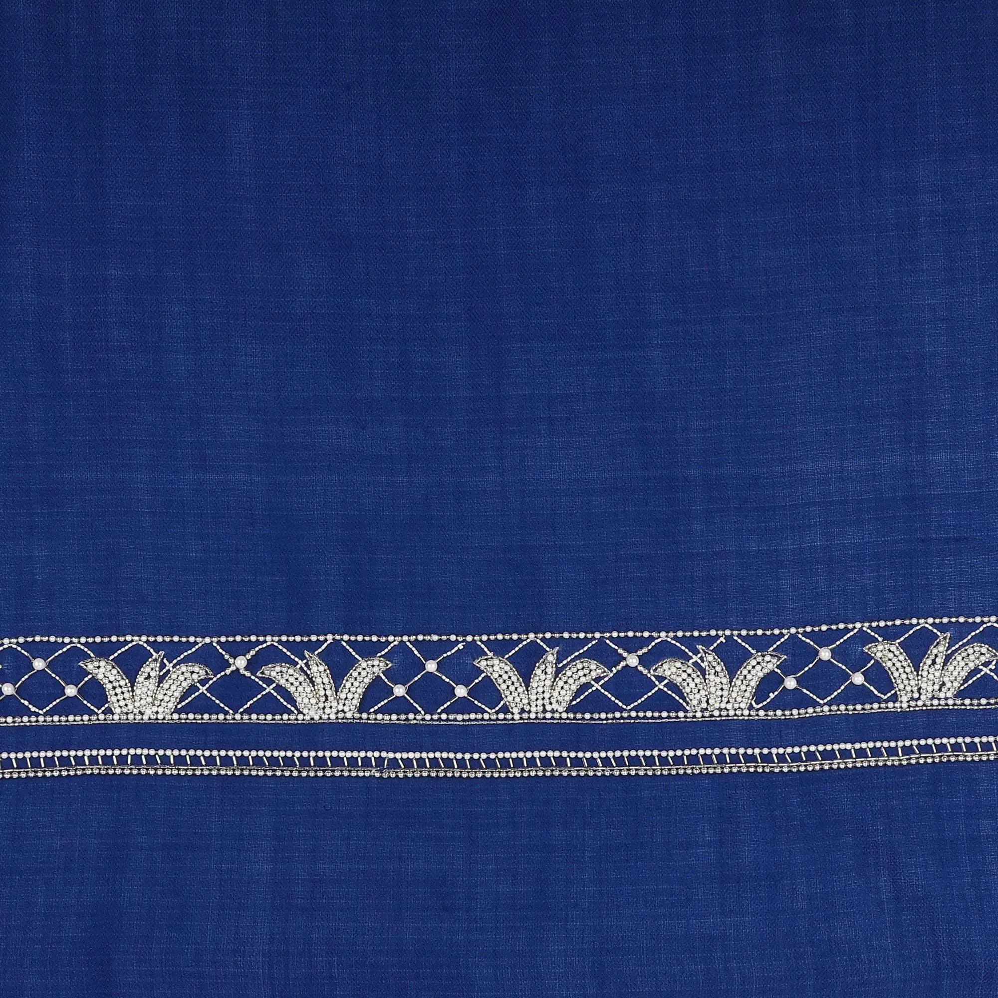 Blue Shawl embellished & hand embroidered with pearls & swarovski crystals
