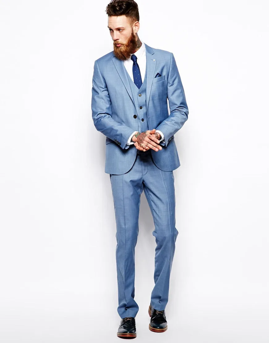 Blue Slim Suit Trousers