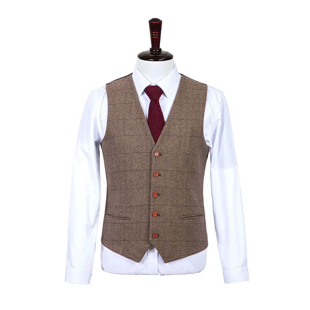 Brown Estate Herringbone Tweed 3 Piece Suit