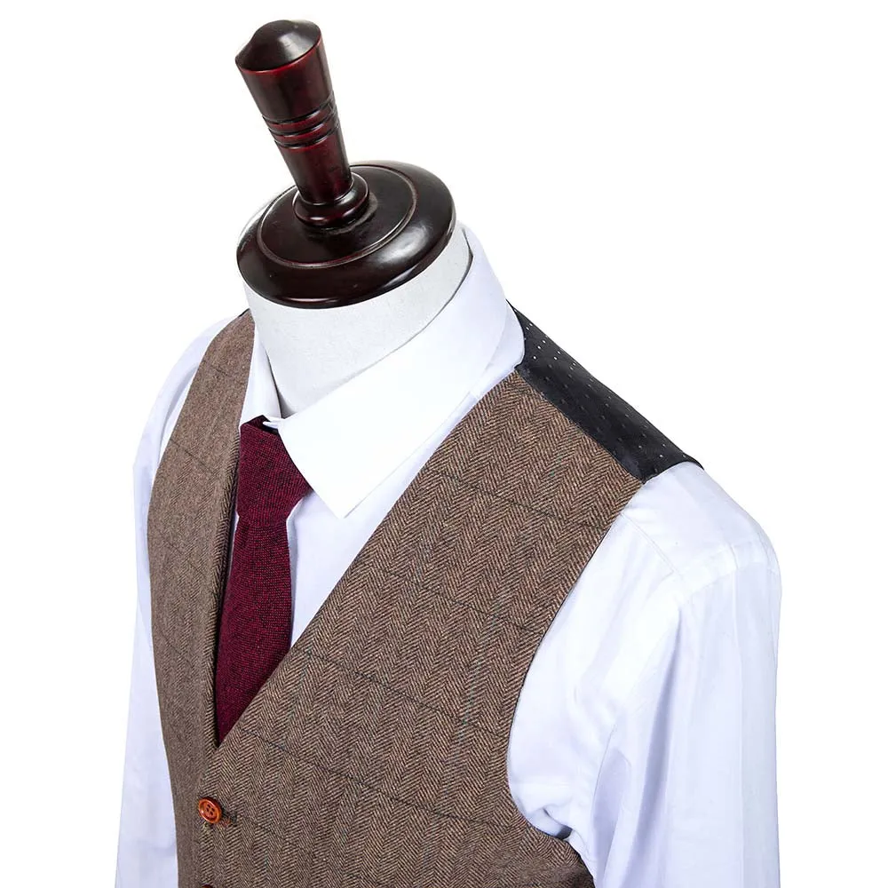 Brown Estate Herringbone Tweed 3 Piece Suit