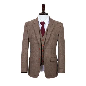 Brown Estate Herringbone Tweed 3 Piece Suit