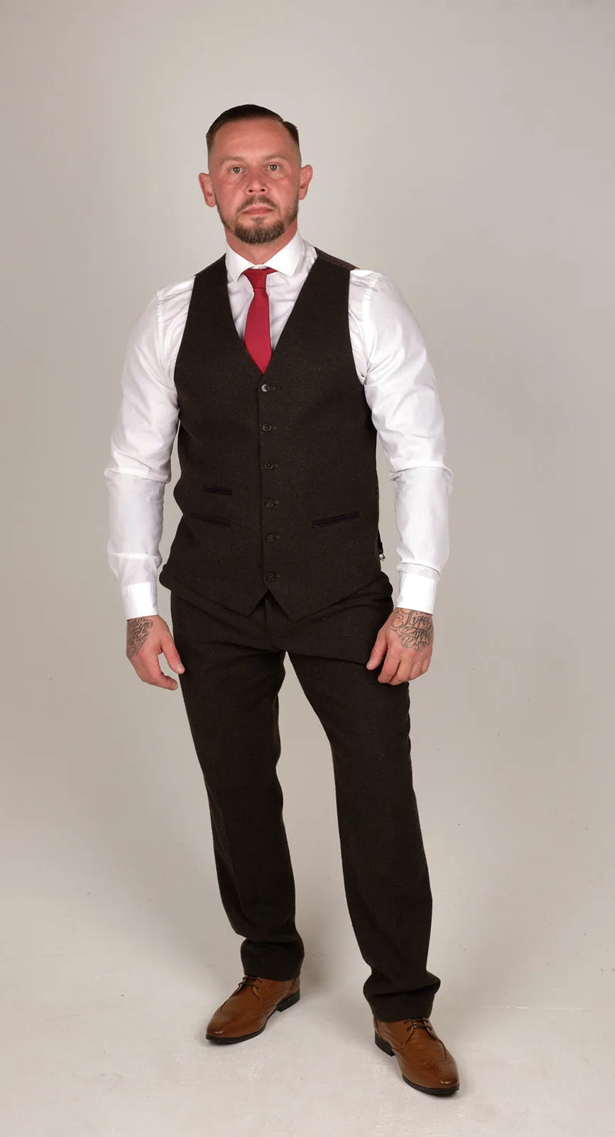 Brown Herringbone Tweed 3 Piece Suit | Wedding Suit | Party Wear | Office Wear