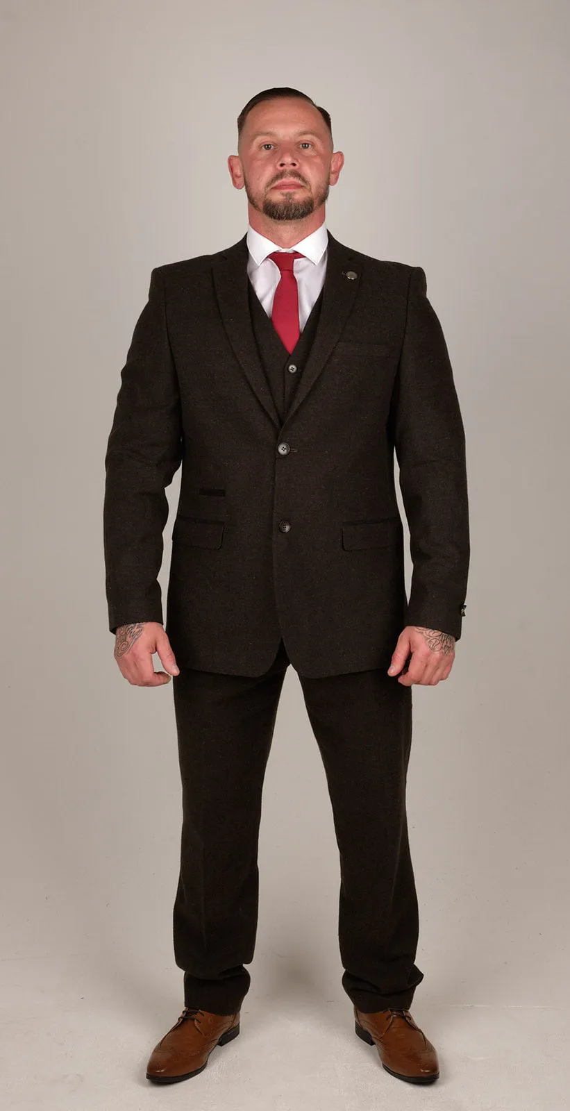 Brown Herringbone Tweed 3 Piece Suit | Wedding Suit | Party Wear | Office Wear