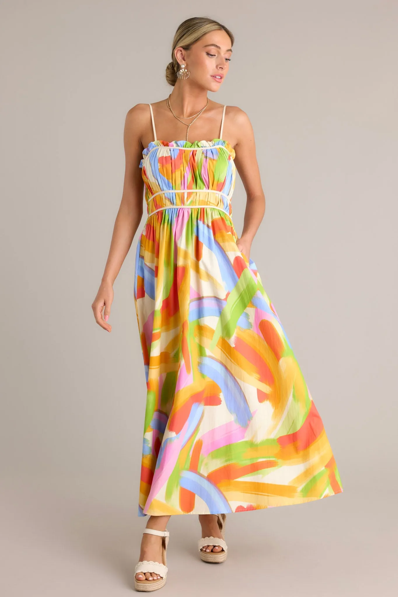 Call Me Yours Cotton Yellow Multi Print Maxi Dress