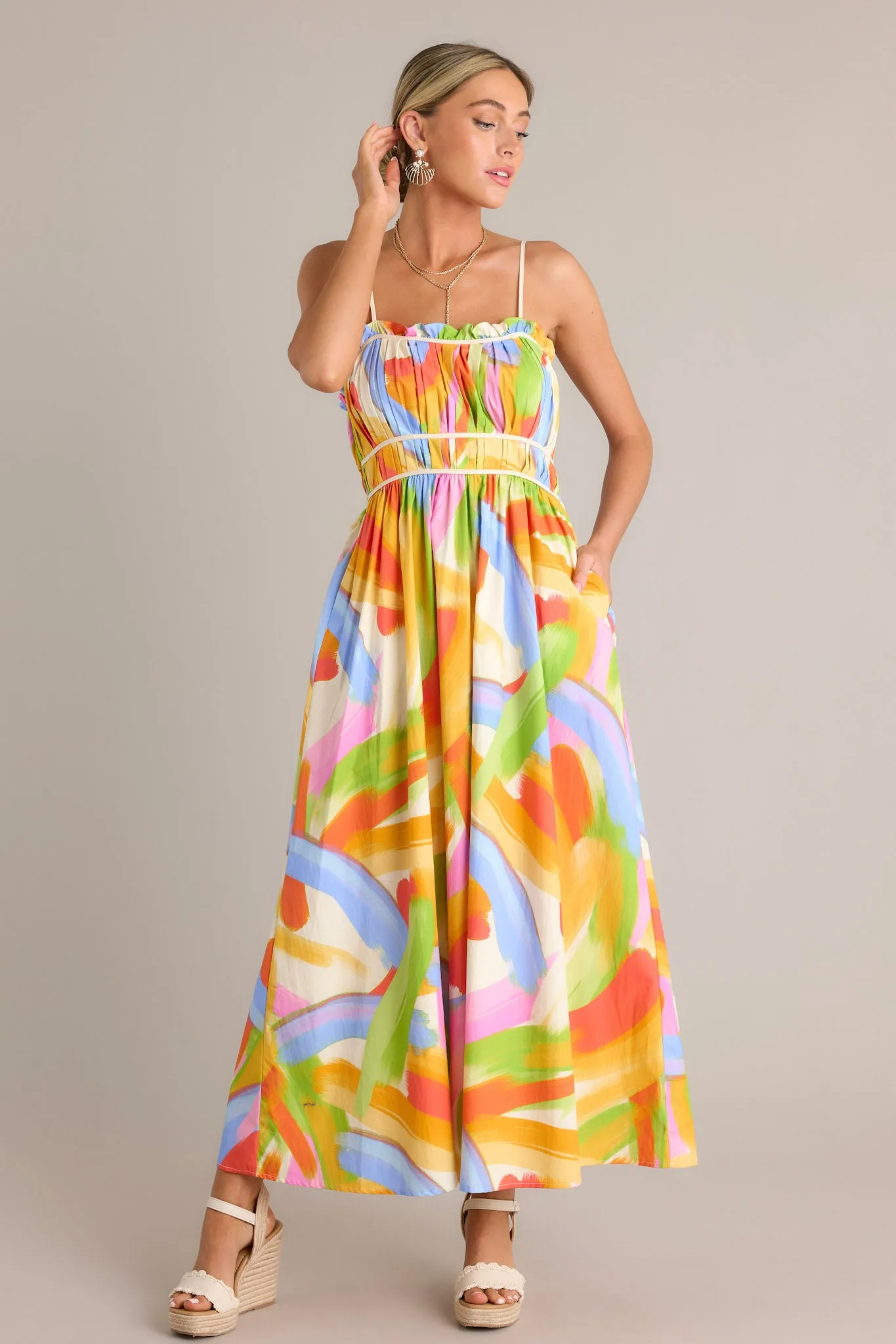 Call Me Yours Cotton Yellow Multi Print Maxi Dress