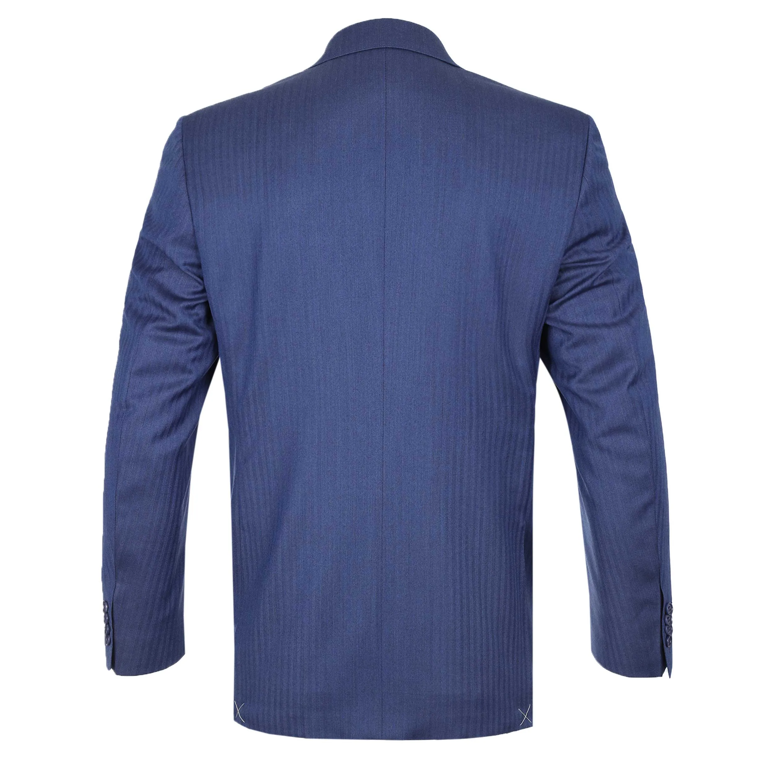 Canali Herringbone Notch Lapel Suit in Mid Blue
