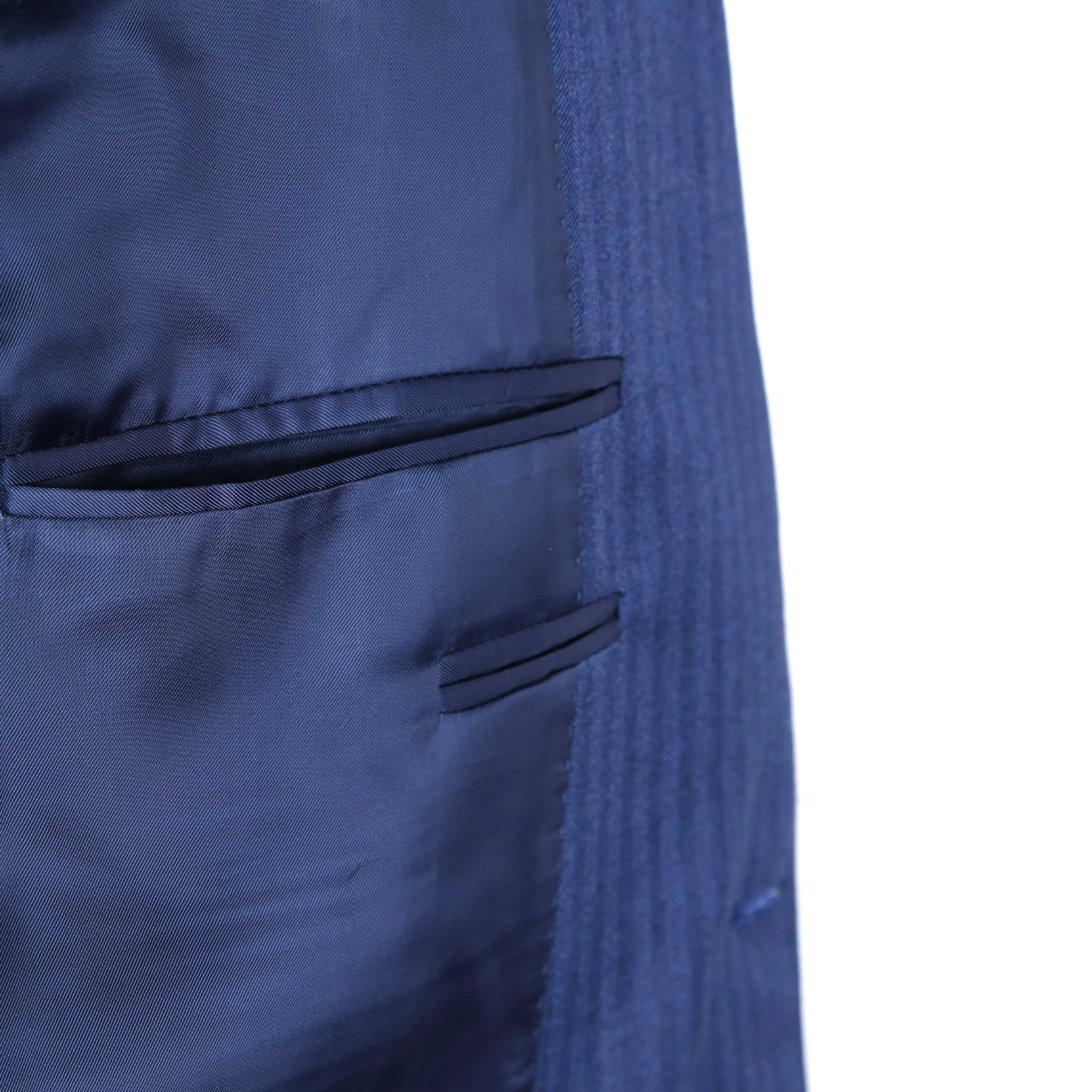 Canali Herringbone Notch Lapel Suit in Mid Blue