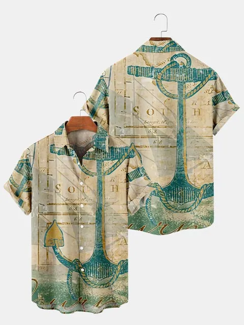 Casual Trend Harajuku Spring/Summer Plaid Shirt Short Sleeve Chest Pocket Design Fashion Print Button