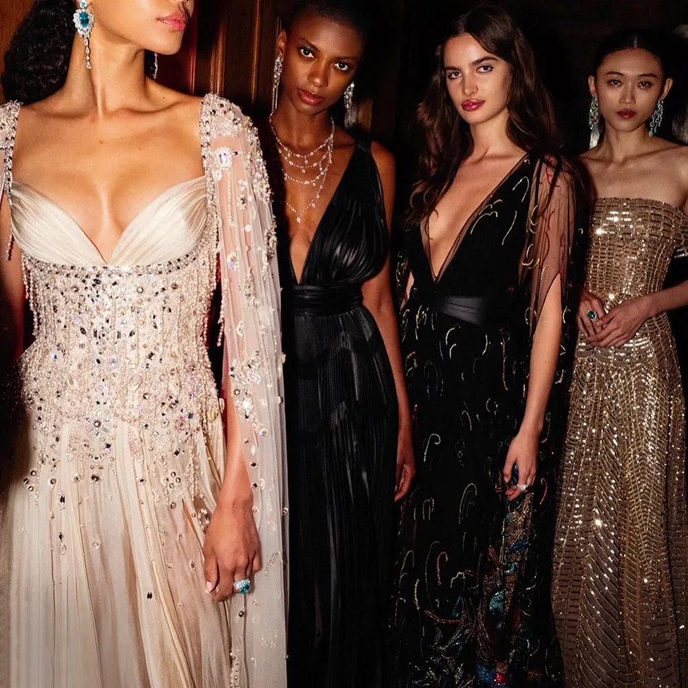 Champagne Tassel Slit Evening Dress with Cape Sleeves SS376