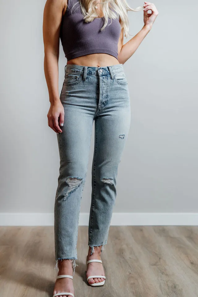CLEARANCE-Carly High Rise Straight Jeans