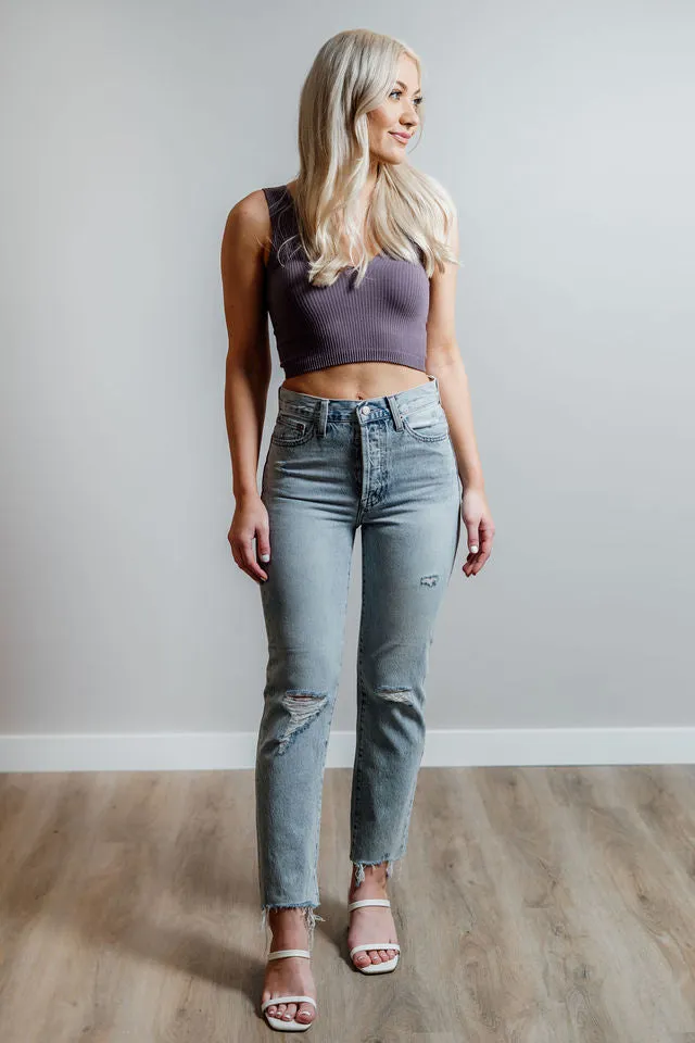 CLEARANCE-Carly High Rise Straight Jeans