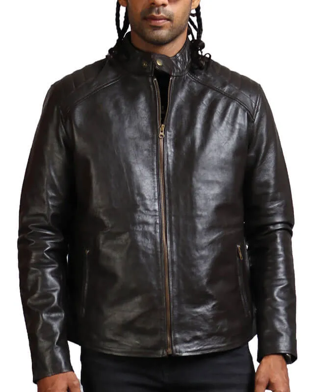 Dark Brown Sword Biker Jacket