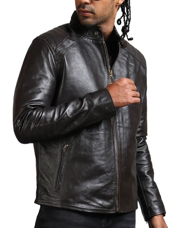 Dark Brown Sword Biker Jacket