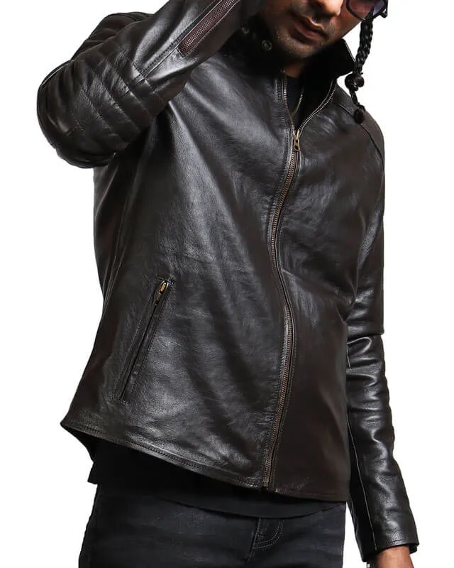 Dark Brown Sword Biker Jacket
