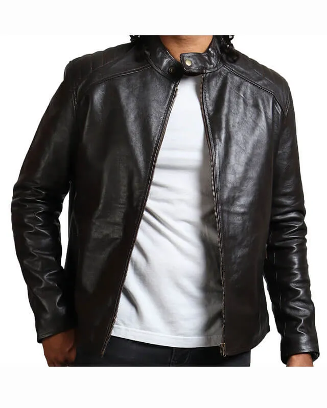 Dark Brown Sword Biker Jacket