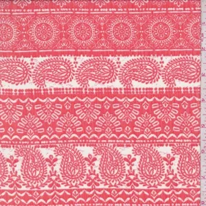Dark Orange/Pink Deco Stripe Crinkled Chiffon Fabric