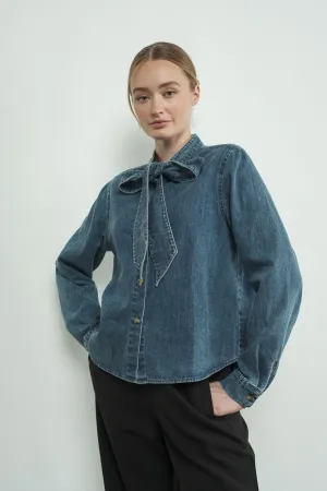 Denim Bow Tie Shirt