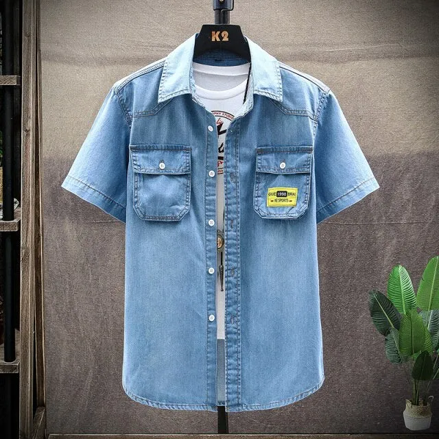 Denim Fashion Slim Short Sleeve Stylish Shirt