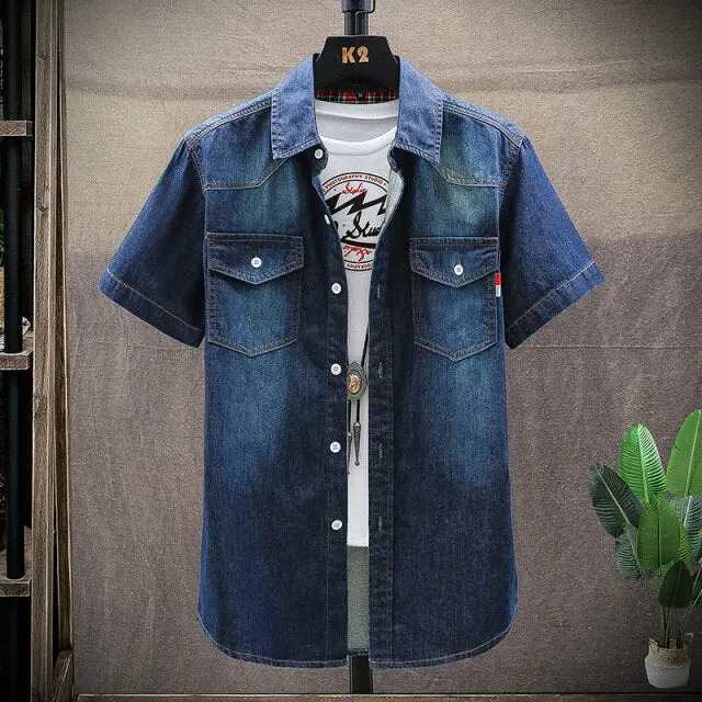 Denim Fashion Slim Short Sleeve Stylish Shirt