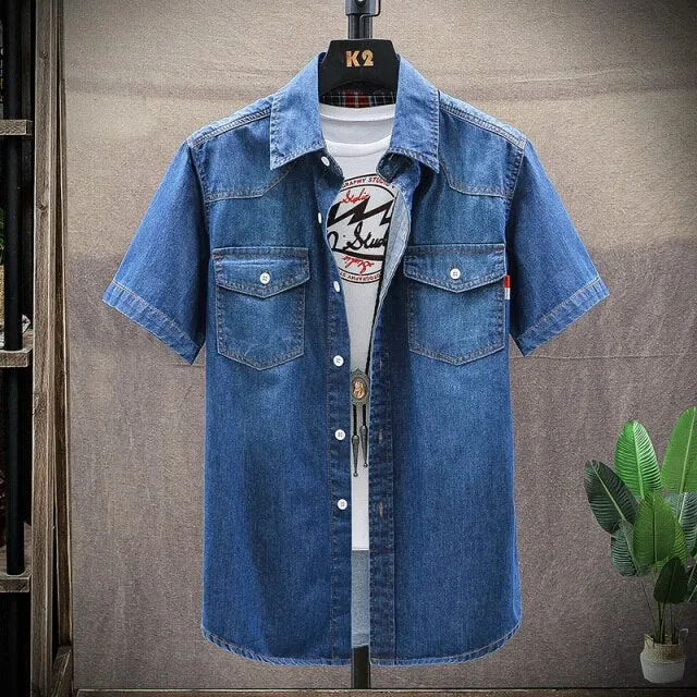 Denim Fashion Slim Short Sleeve Stylish Shirt