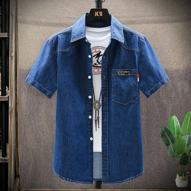 Denim Fashion Slim Short Sleeve Stylish Shirt