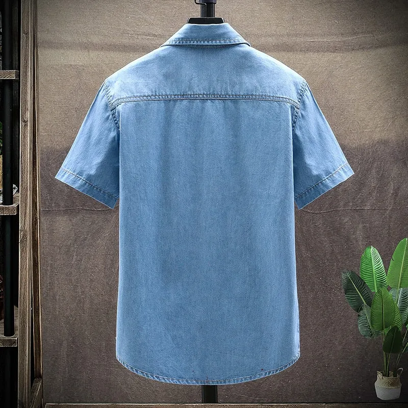 Denim Fashion Slim Short Sleeve Stylish Shirt