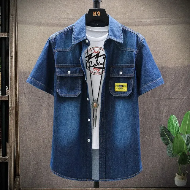 Denim Fashion Slim Short Sleeve Stylish Shirt