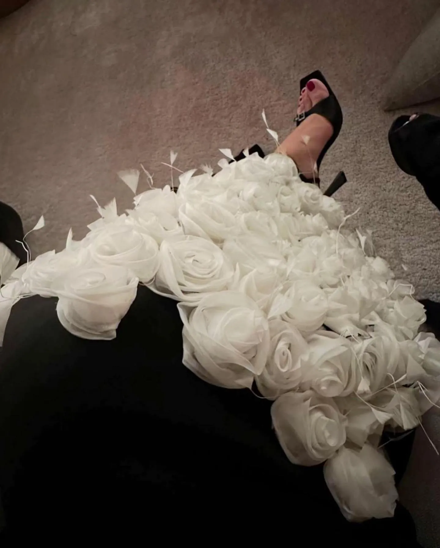 Elegant 3D Flowers Black Long Sleeves Evening Dress SS488