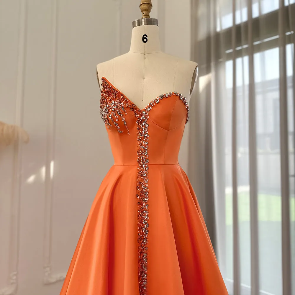 Elegant Crystal Black Strapless Evening Dresses Side Slit SS364