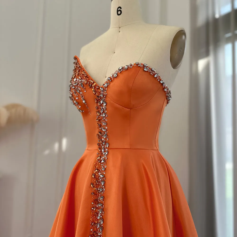 Elegant Crystal Black Strapless Evening Dresses Side Slit SS364