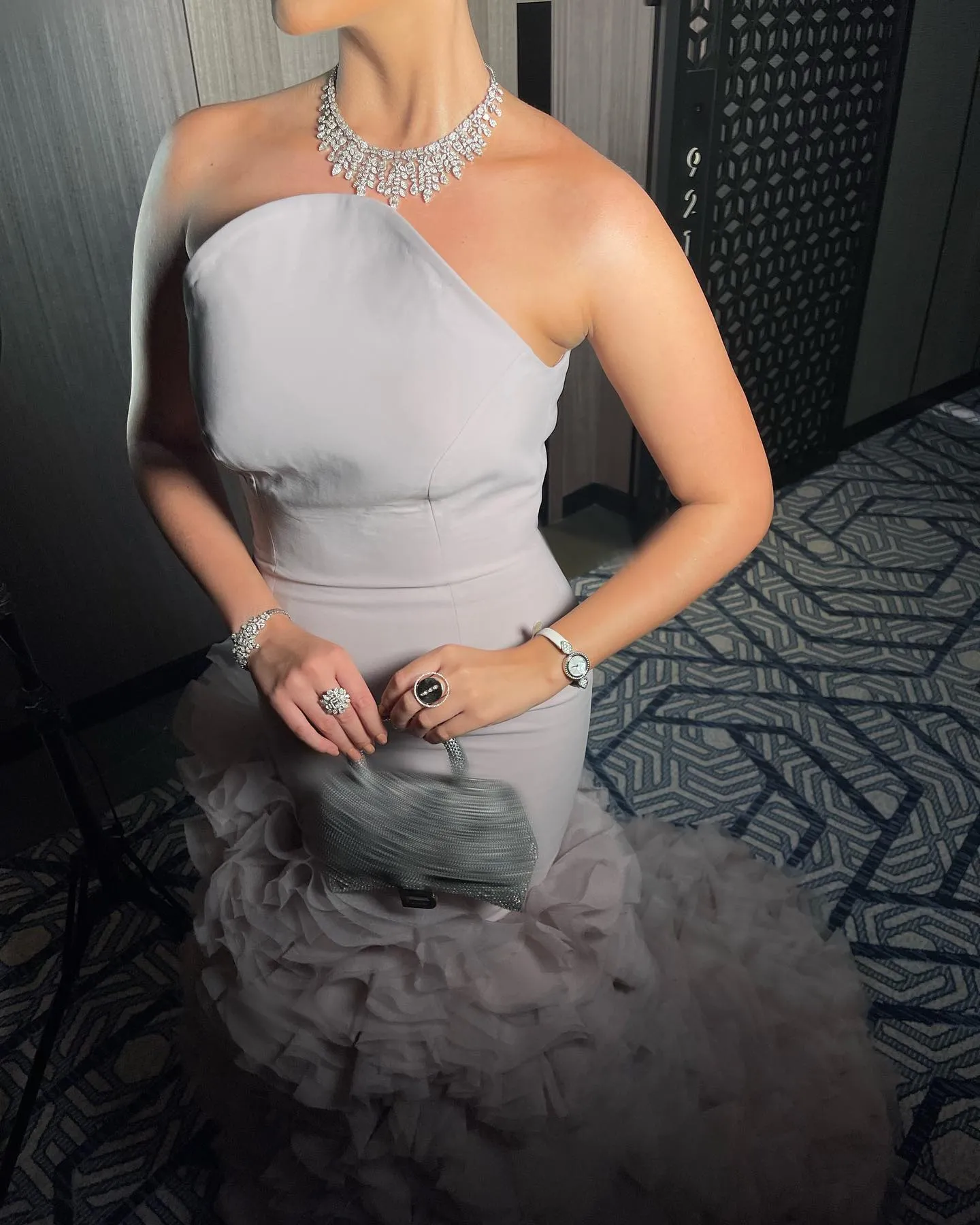 Elegant Pink Strapless Ruffles Evening Dress SF107